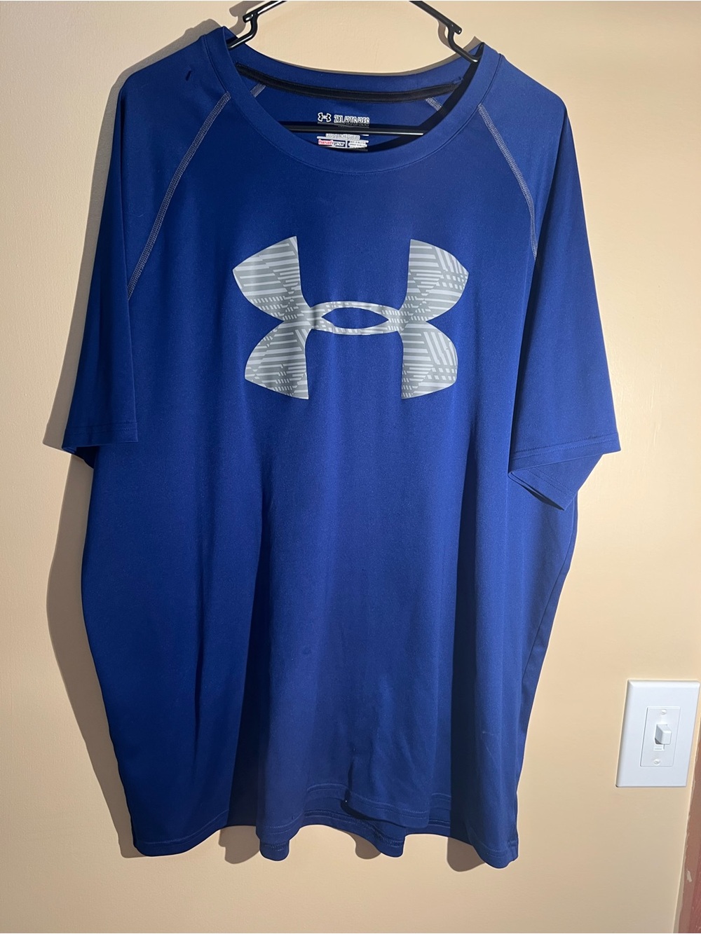 Men’s Under Armour Blue White Logo Performance Short Sleeve T-shirt Size 2XL